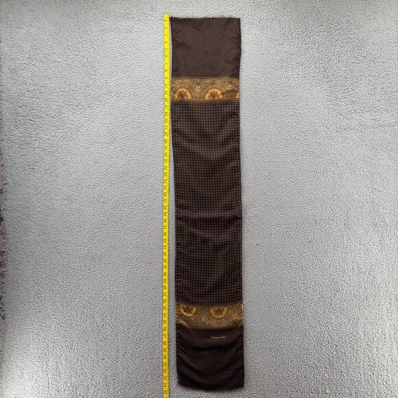 Christian Dior Scarf Womens Brown Multicolor Paisley Silk Wool Fringe 54" x 10" - Picture 8 of 12